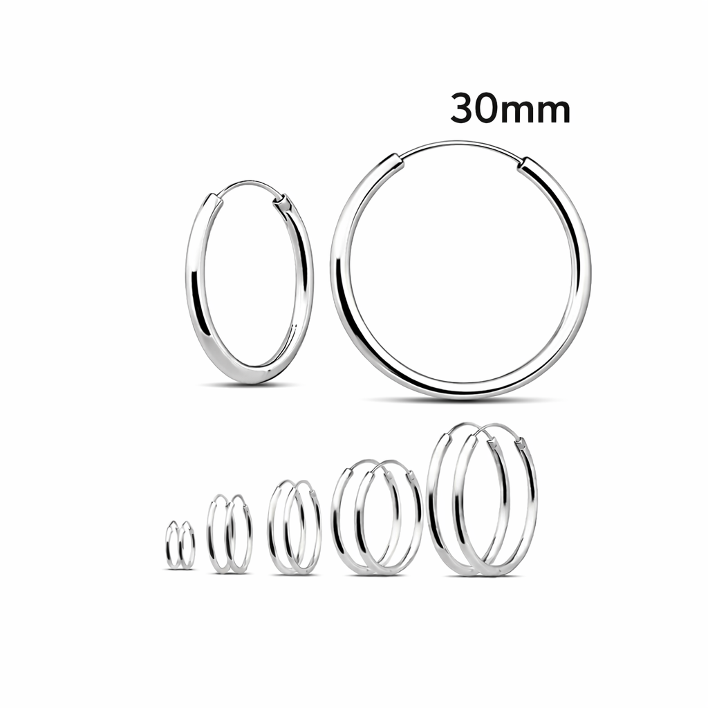 925 Sterling Silver Hoop Earrings 30mm