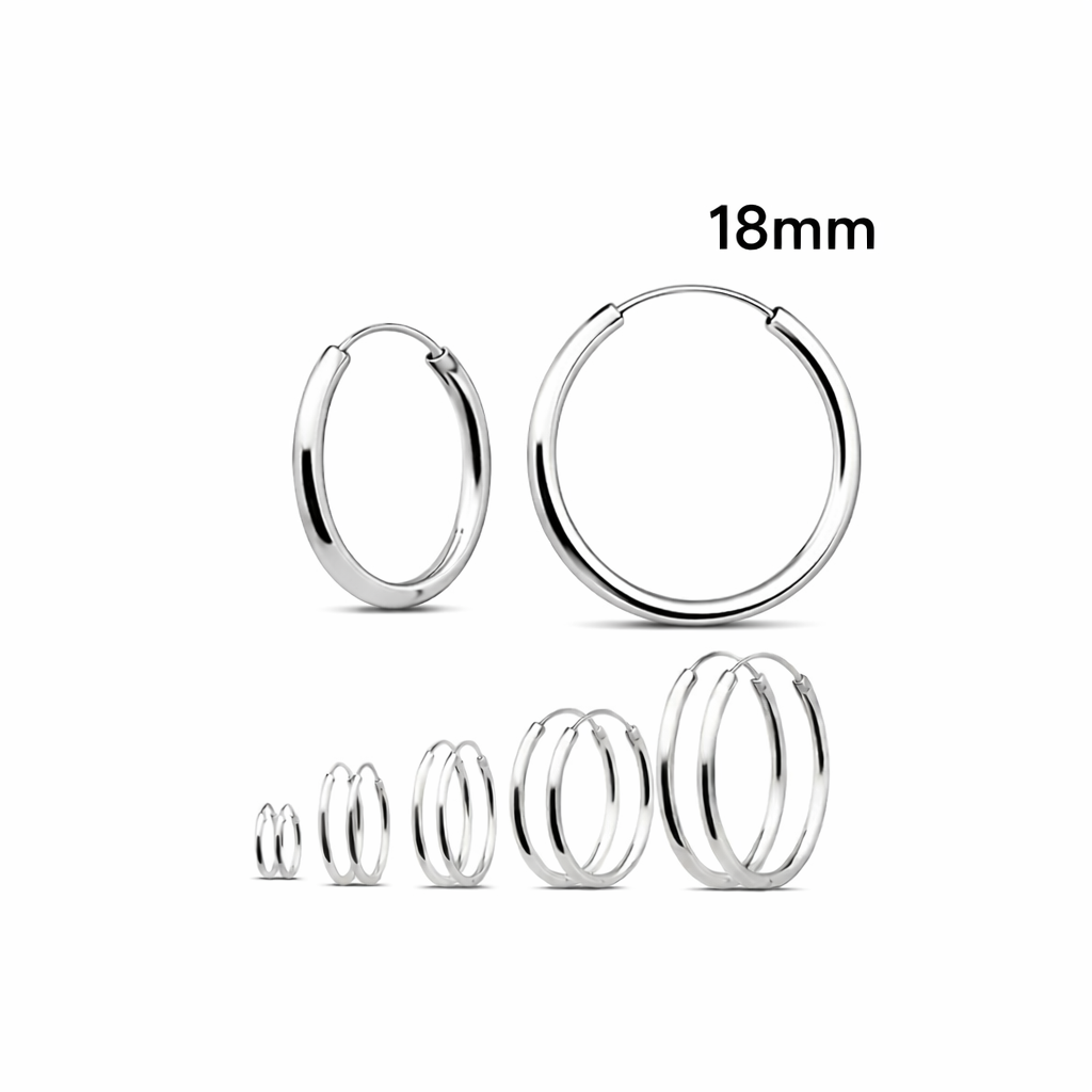 925 Sterling Silver Hoop Earrings 18mm