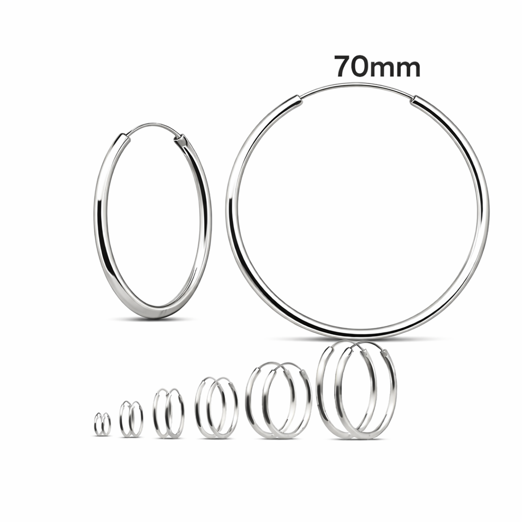 925 Sterling Silver Hoop Earrings 70mm