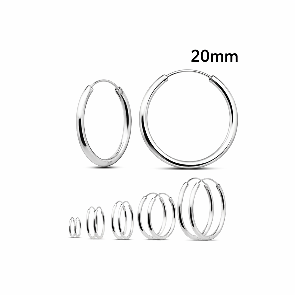 925 Sterling Silver Hoop Earrings 20mm