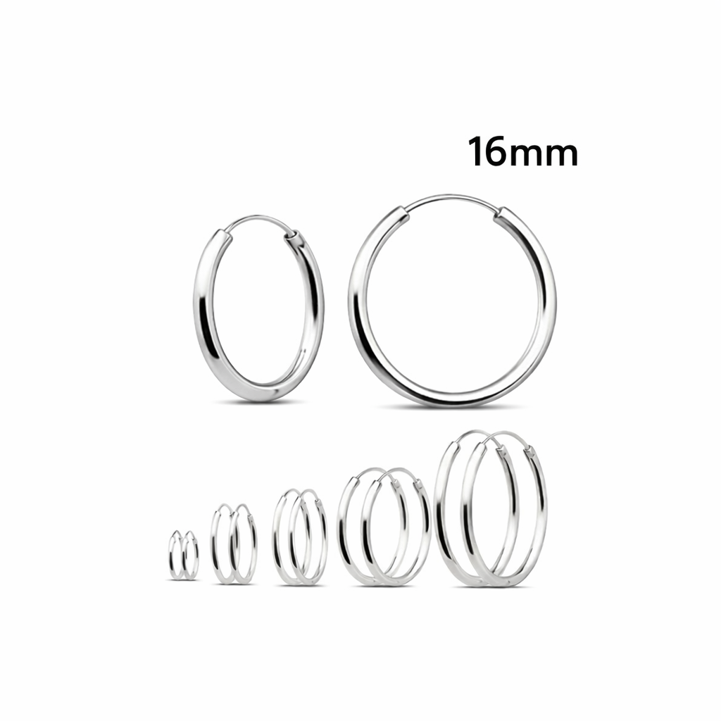 925 Sterling Silver Hoop Earrings 16mm
