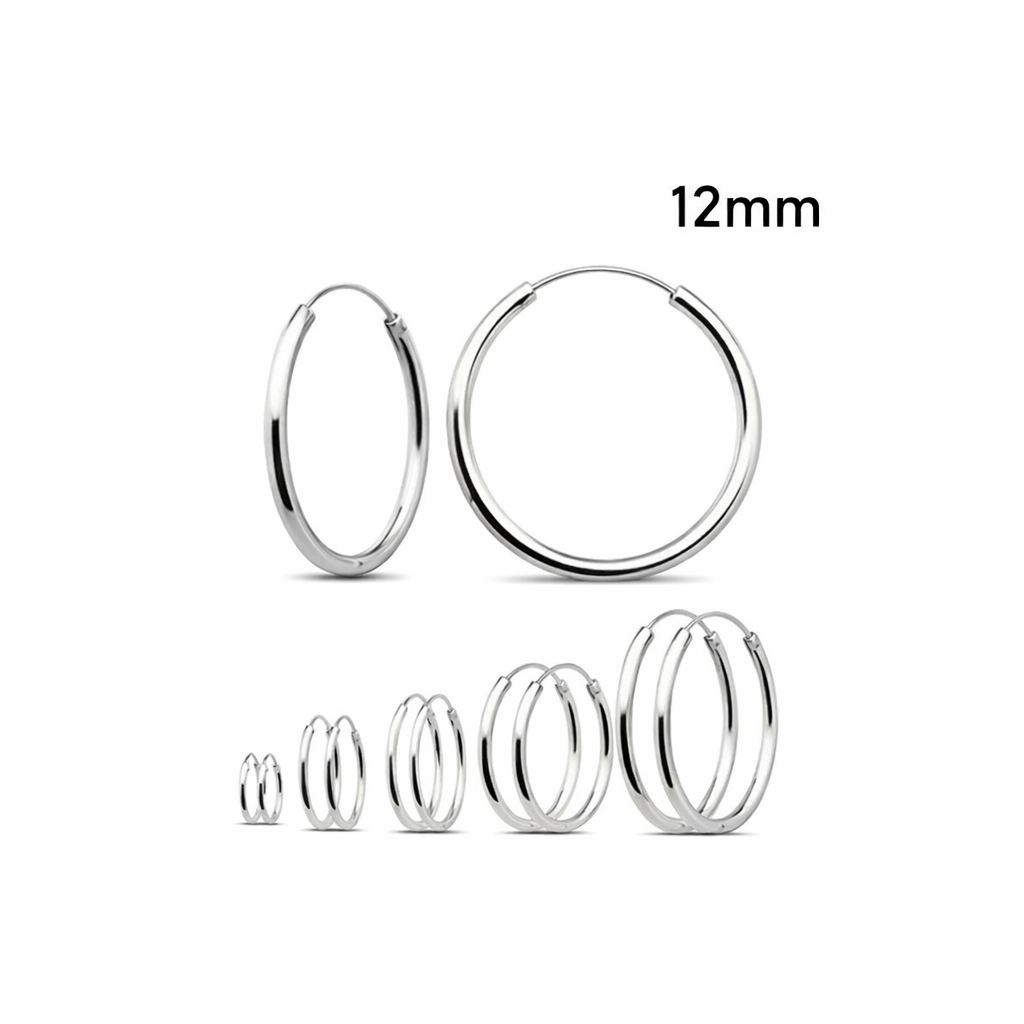 925 Sterling Silver Hoop Earrings 12mm