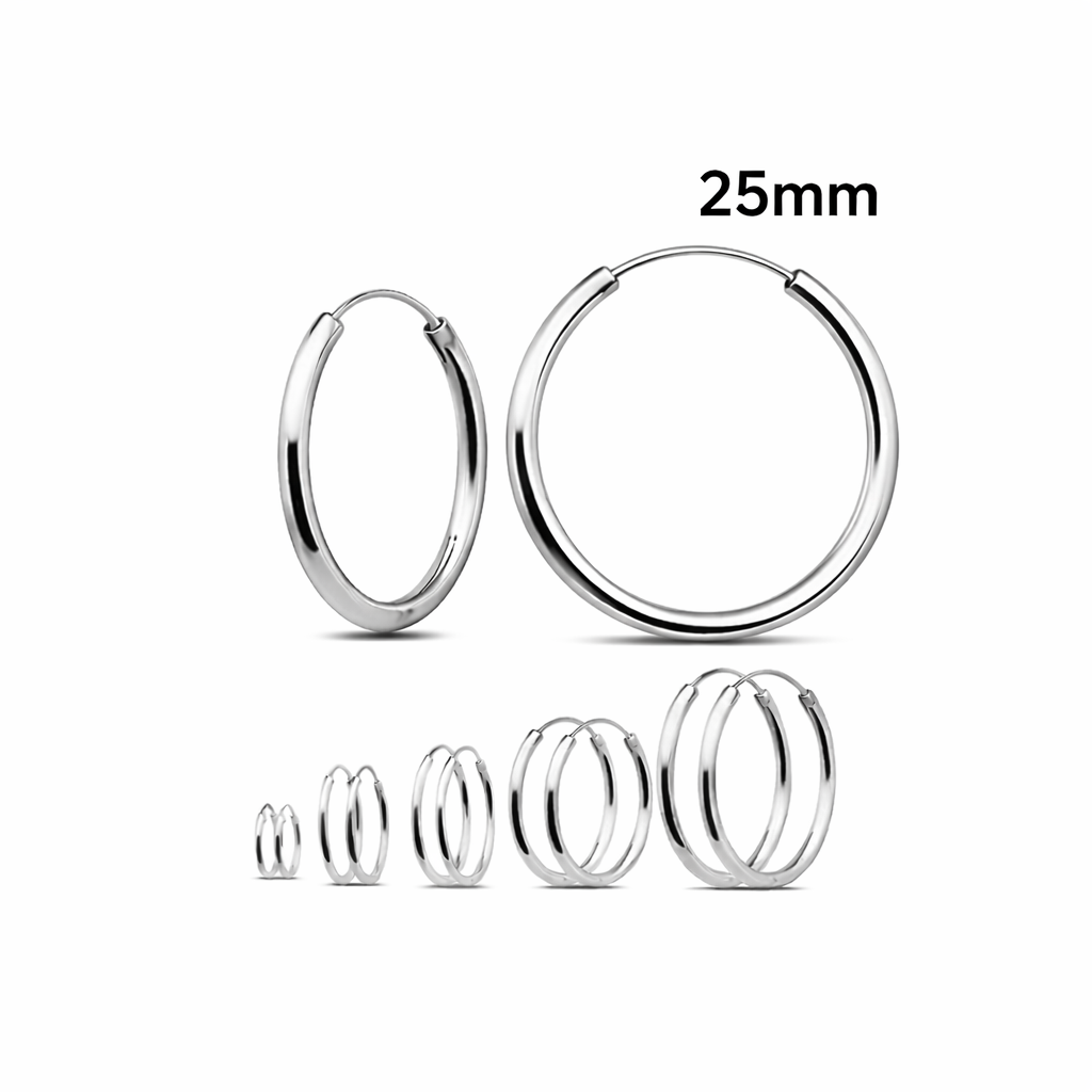925 Sterling Silver Hoop Earrings 25mm