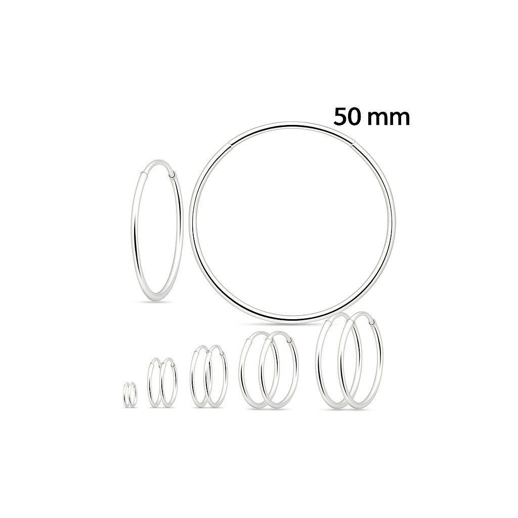 925 Sterling Silver Hoop Earrings 50mm