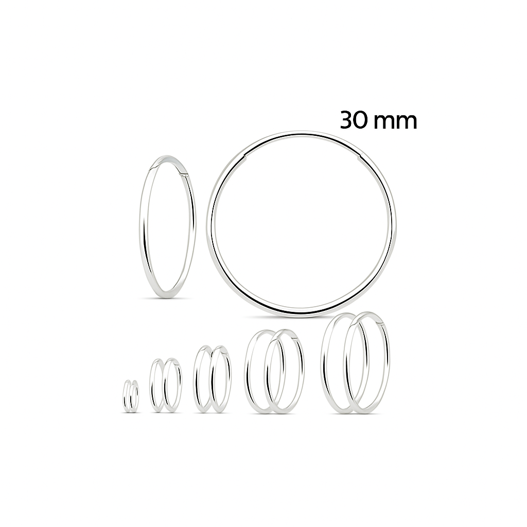 925 Sterling Silver Hoop Earrings 30mm