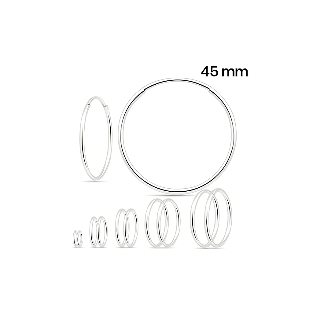 925 Sterling Silver Hoop Earrings 45mm