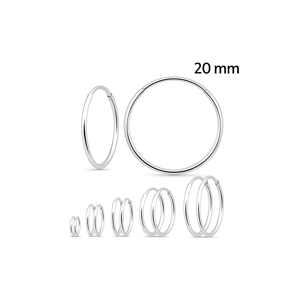 925 Sterling Silver Hoop Earrings 20mm
