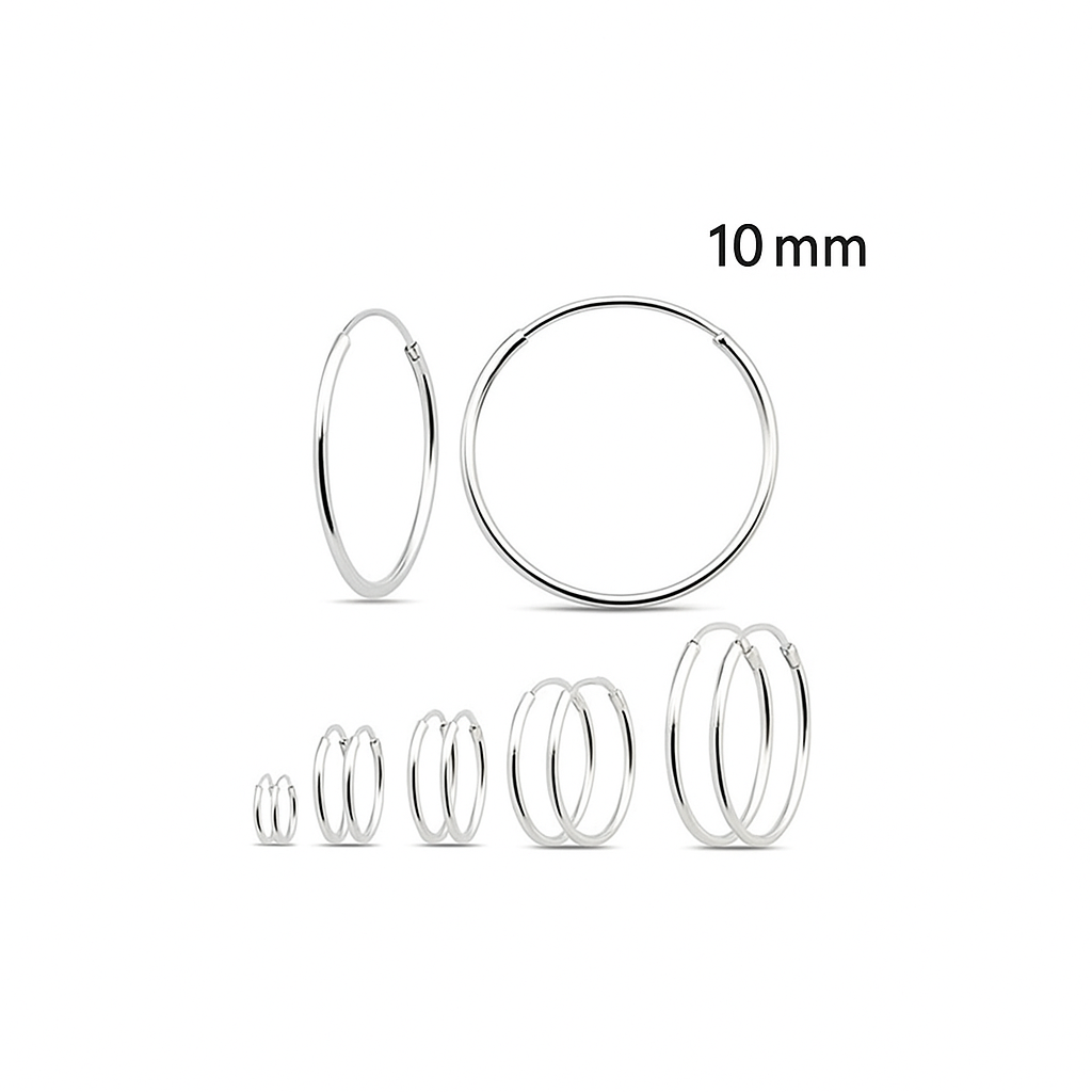 925 Sterling Silver Hoop Earrings 10mm