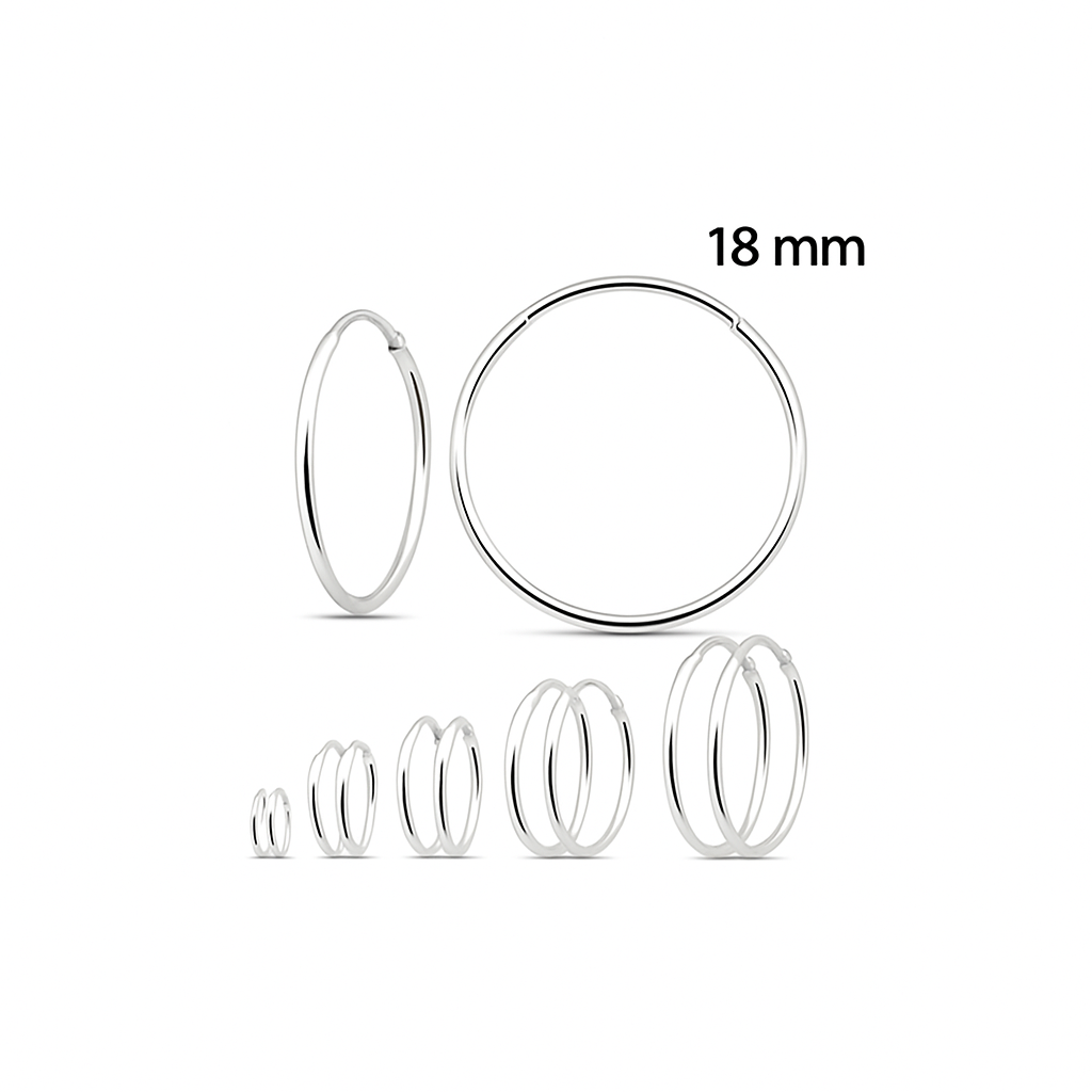 925 Sterling Silver Hoop Earrings 18mm