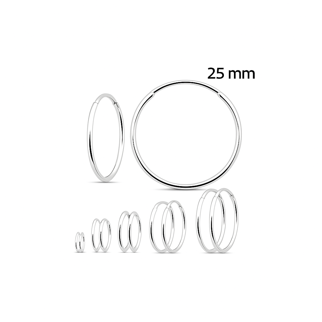 925 Sterling Silver Hoop Earrings 25mm