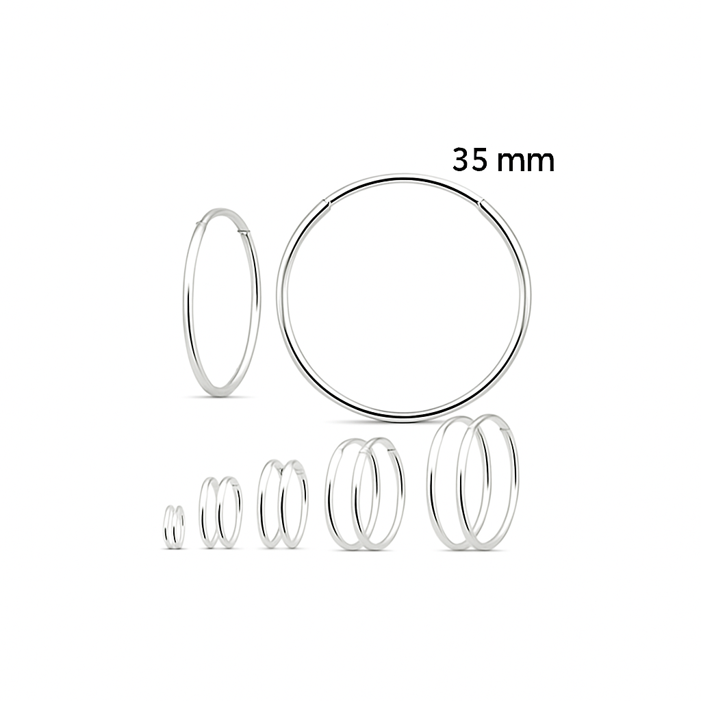 925 Sterling Silver Hoop Earrings 35mm