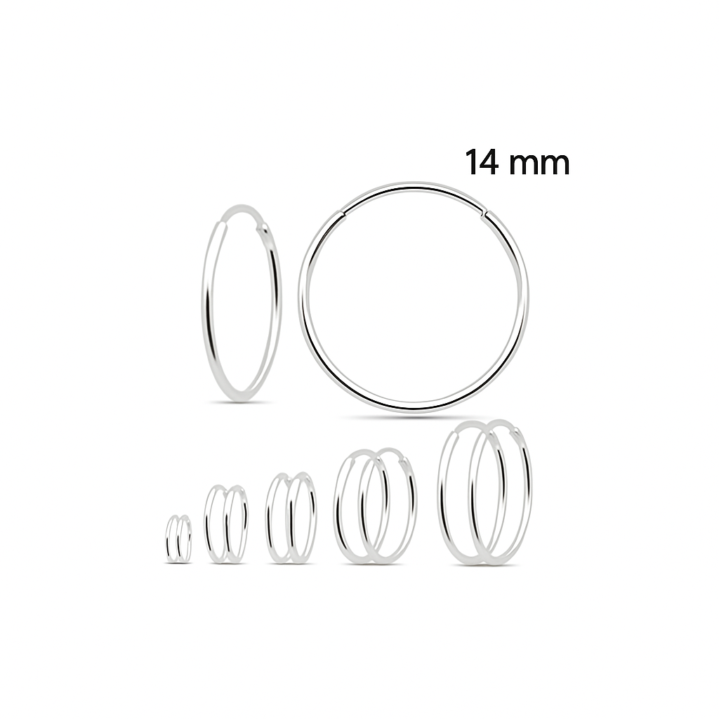 925 Sterling Silver Hoop Earrings 14mm