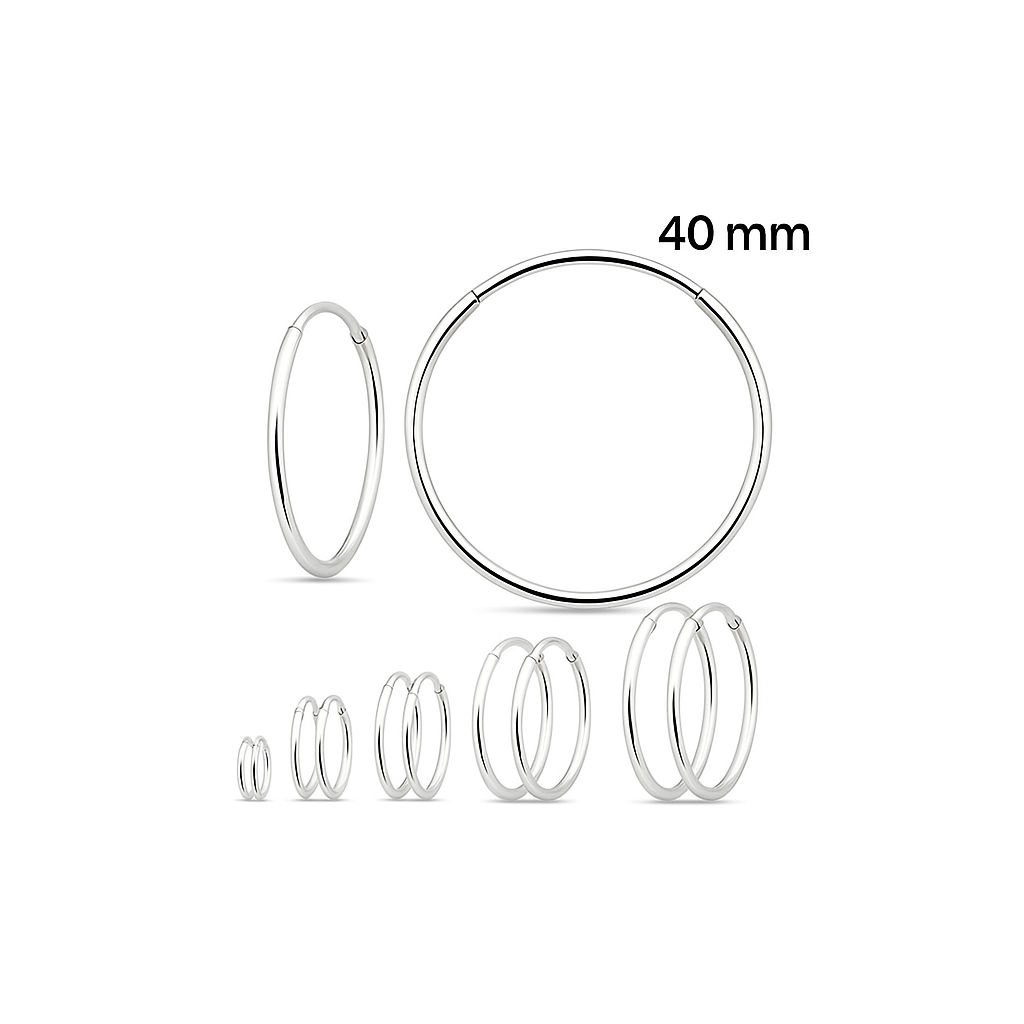 925 Sterling Silver Hoop Earrings 40mm