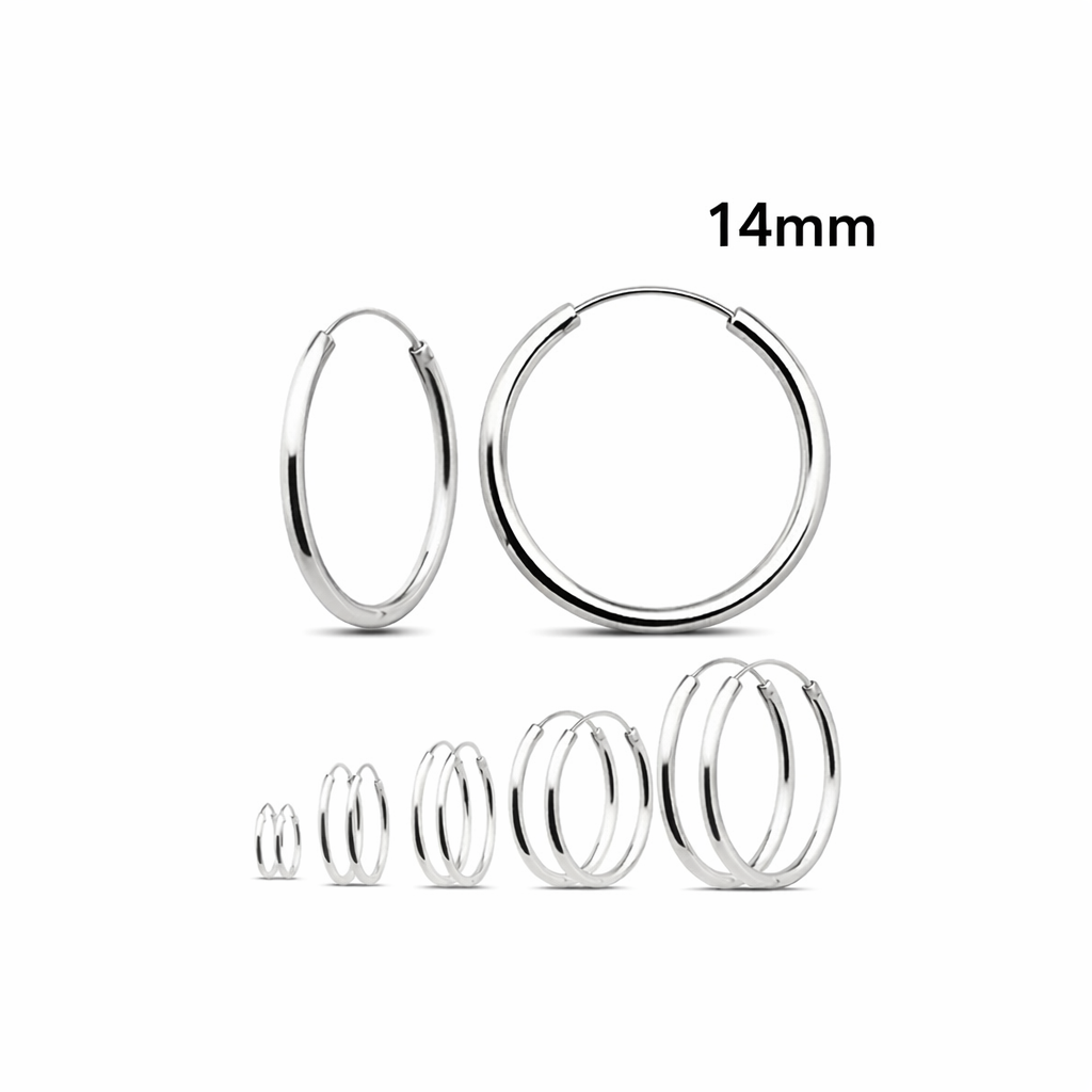 925 Sterling Silver Hoop Earrings 14mm