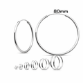 925 Sterling Silver Hoop Earrings 80mm