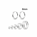 925 Sterling Silver Hoop Earrings 8mm